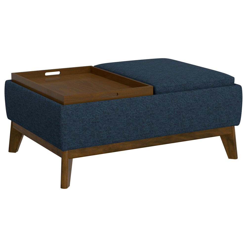 Emerald Home Furnishings Aria Storage Ottoman with Tray in Navy Storm, , large