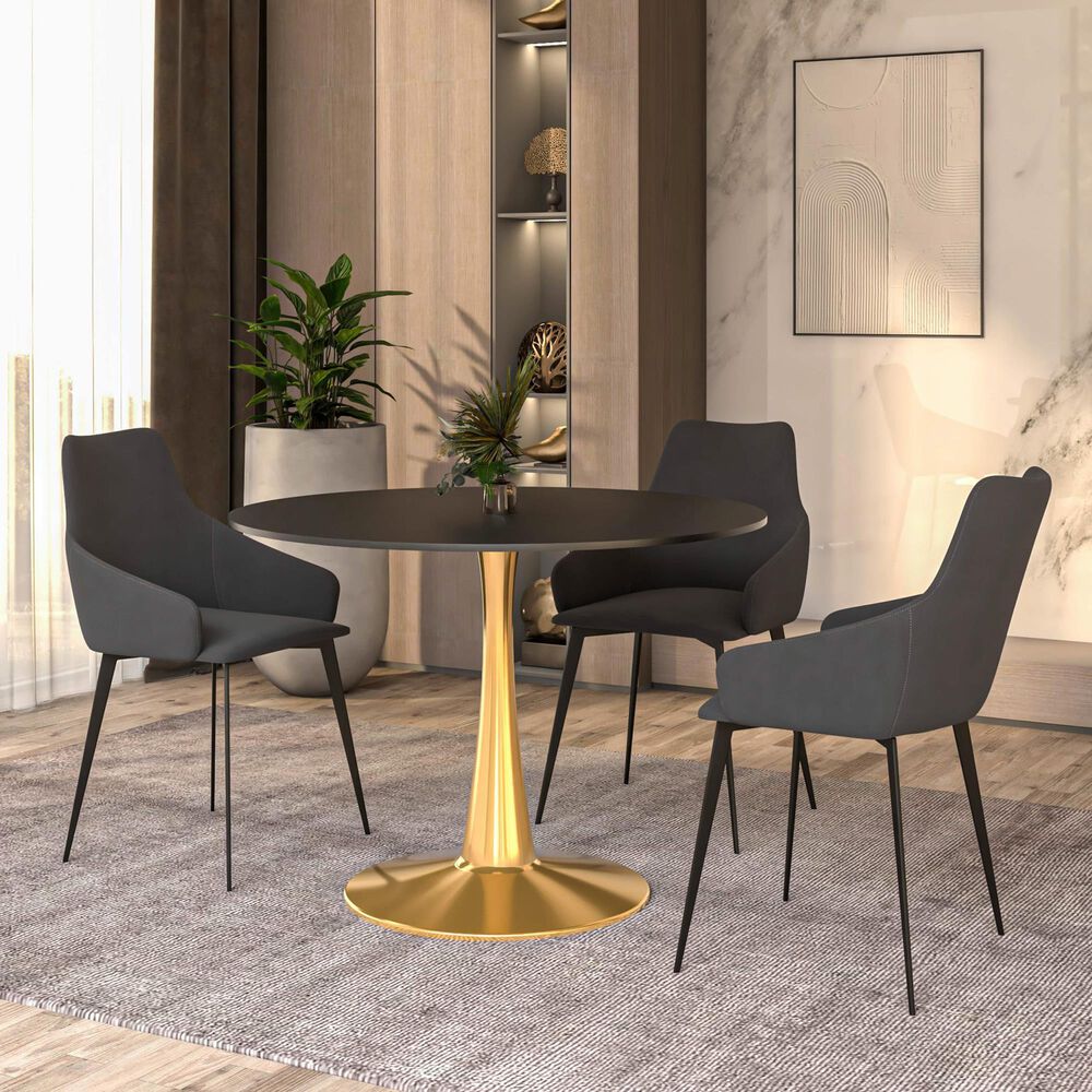 Leisuremod Bristol 40&quot; Round Dining Table with MDF Top in Gold and Black - Table Only, , large