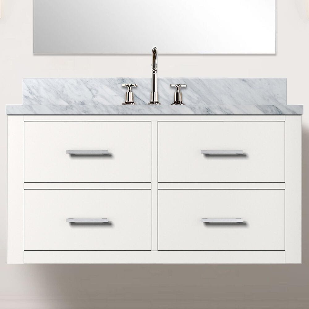 Lexora Home Castor 36&quot; Single Bathroom Vanity in White with 2 cm White Carrara Marble Top and Rectangular Sink, , large