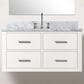 Lexora Home Castor 36" Single Bathroom Vanity in White with 2 cm White Carrara Marble Top and Rectangular Sink, , large