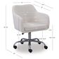 Linon Home Decor Rylen Office Chair with White Cushion in Silver, , large