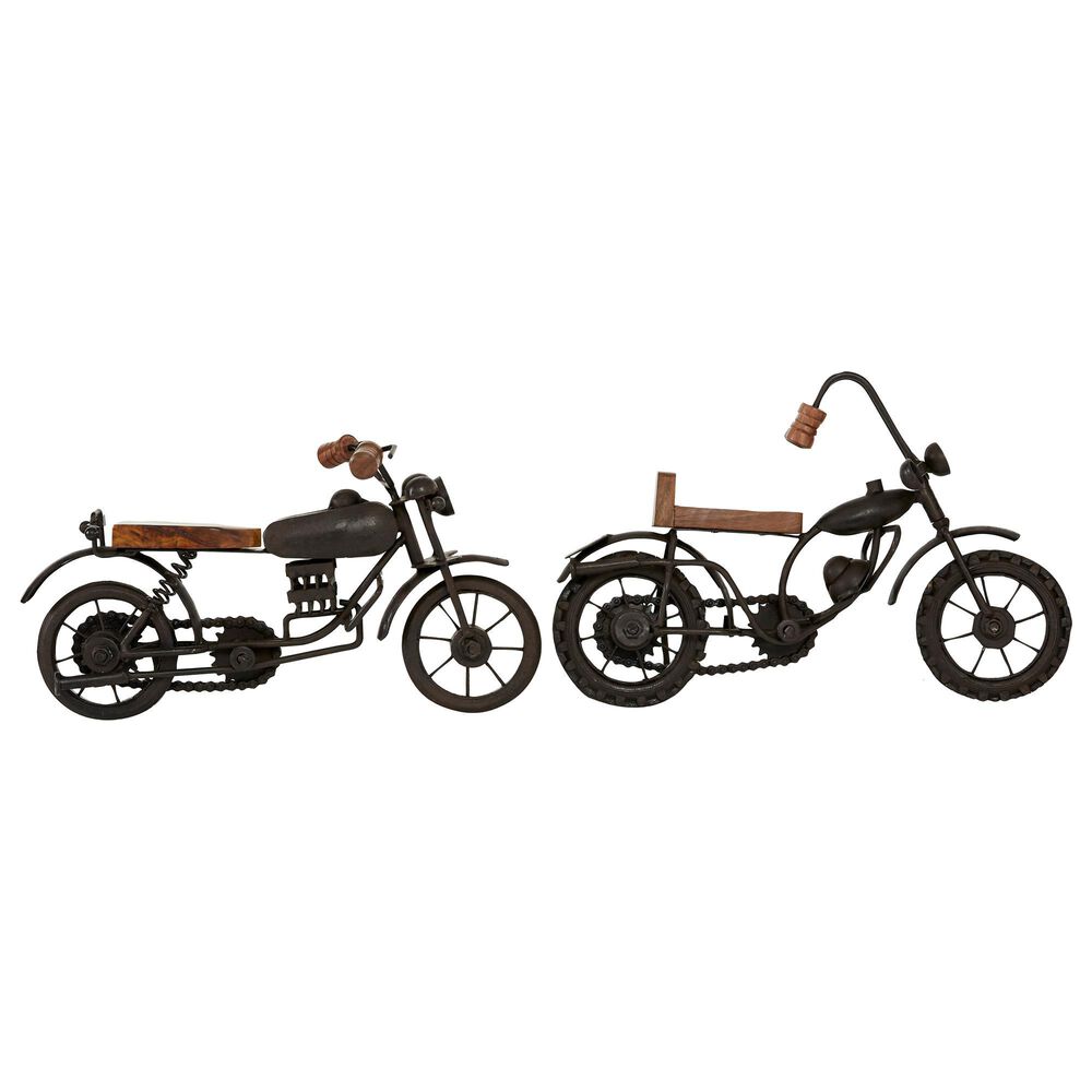Maple and Jade Motorcycle Sculpture in Brown (Set of 2), , large