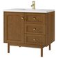 James Martin Laurent 36" Single Bathroom Vanity in Honey Oak with Single Hole 3 cm White Zeus Silestone Top and Rectangular Sink, , large