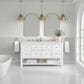 James Martin Vanities Breckenridge 60" Double Bathroom Vanity in Bright White with 3 cm Ethereal Noctis Quartz Top and Rectangular Sinks, , large
