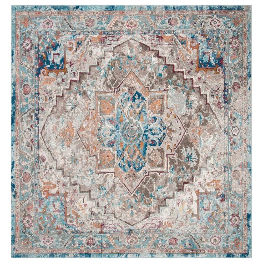 Safavieh Aria ARA119E 6"6" Square Beige and Blue Area Rug, , large