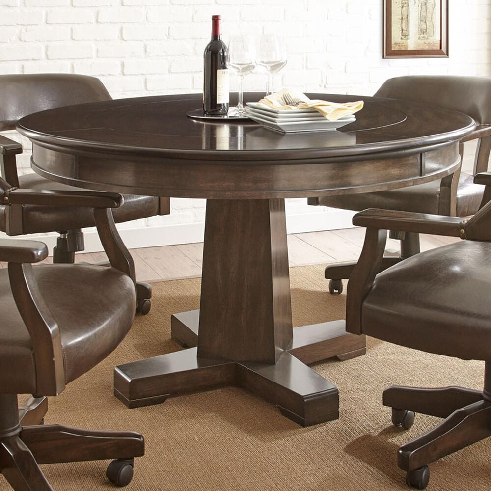 STEVE SILVER Rudy 5-Piece Round Game Table Set in Medium Walnut, , large