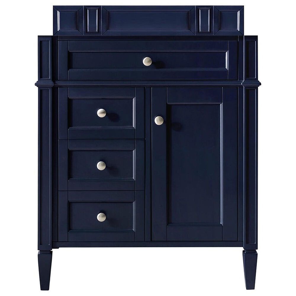 James Martin Vanities Brittany 30&quot; Single Bathroom Vanity in Victory Blue with 3 cm Victorian Silver Quartz Top and Rectangular Sink, , large