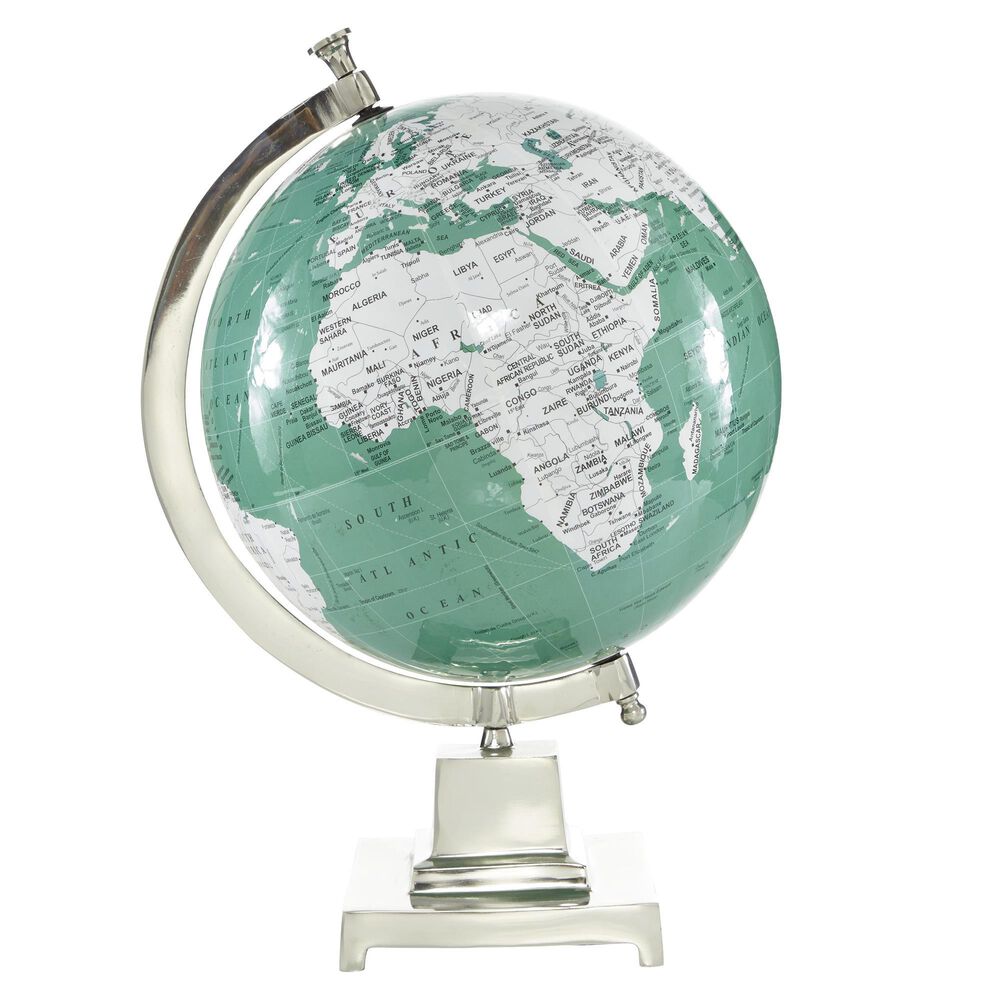 Maple and Jade World Map Educational Geographic Earth Globe in Teal, White and Satin Silver, , large