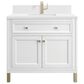 James Martin Vanities Chicago 36" Single Bathroom Vanity in Glossy White with Single Hole 3 cm White Zeus Quartz Top and Rectangular Sink, , large