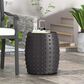Hearth and Haven Outdoor Barrel Side Table with Studded Texture Design in Matte Black, , large