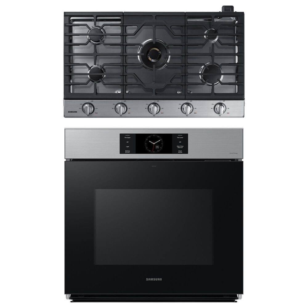 Samsung 2-Piece Kitchen Package with 30" Single Wall Oven and 36" Smart Gas Cooktop in Stainless Steel, , large