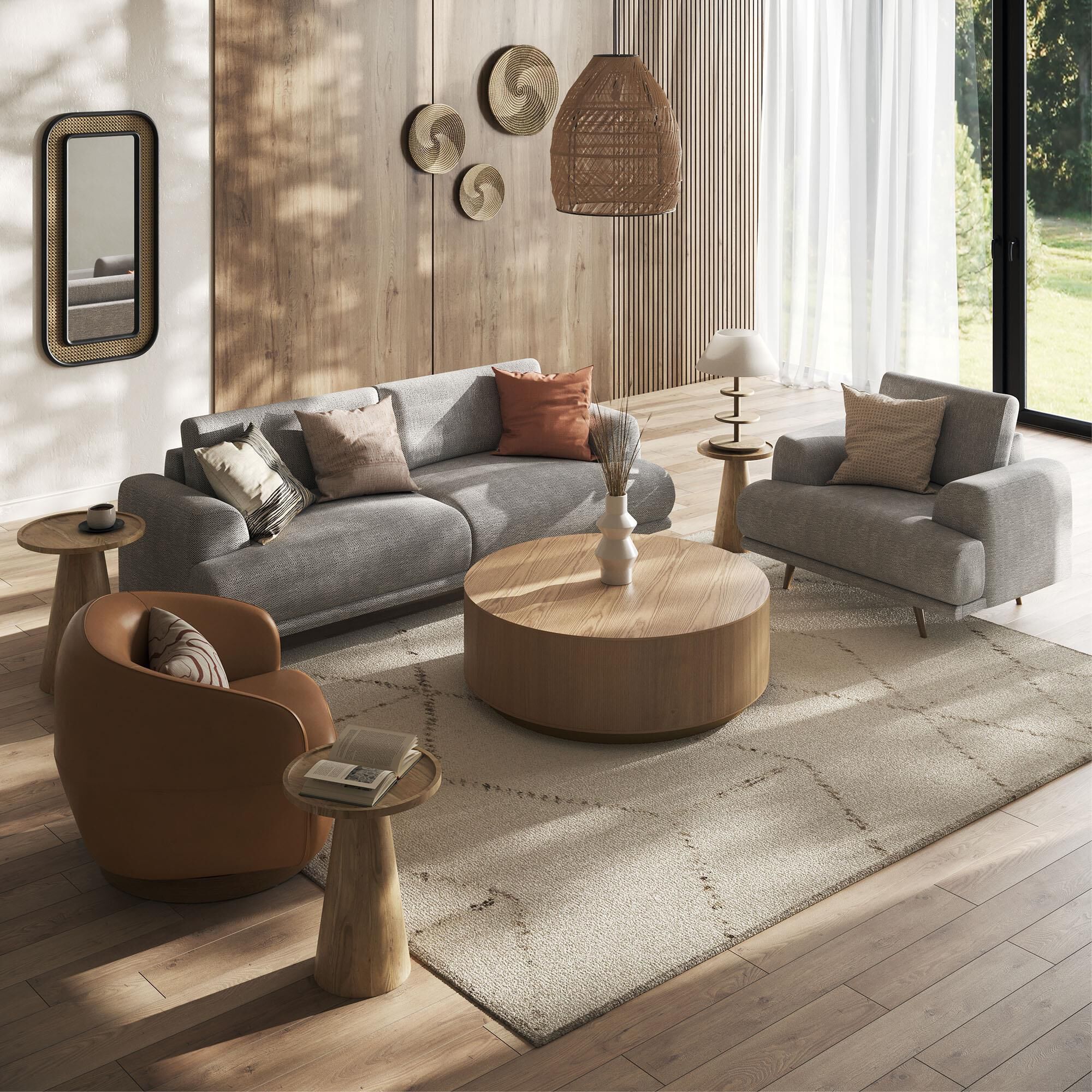37B Kalla Coffee Table in Natural and Brushed Gold