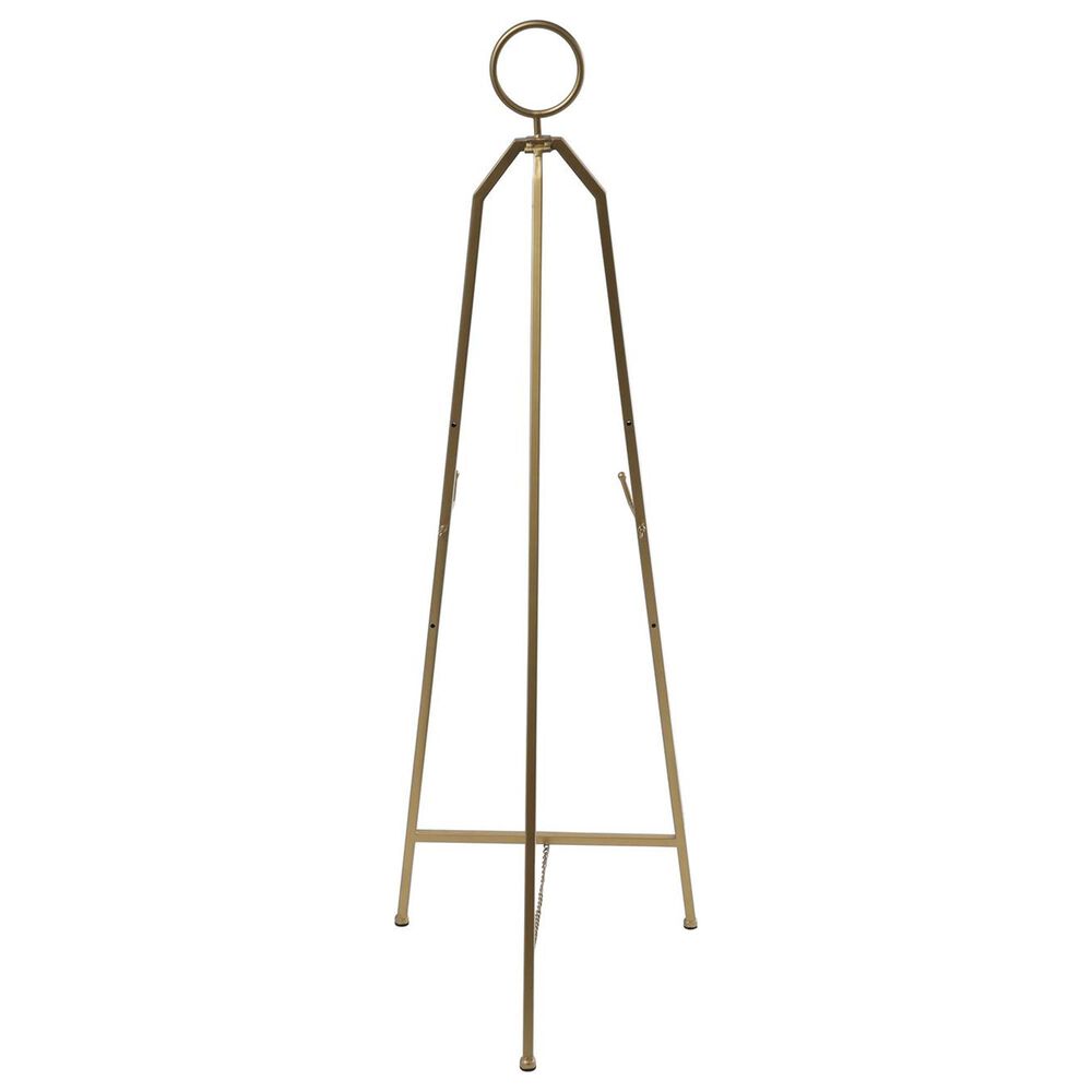 Maple and Jade 52&quot; Adjustable 3-Tier Display Easel with Circular Ring Top in Polished Gold, , large