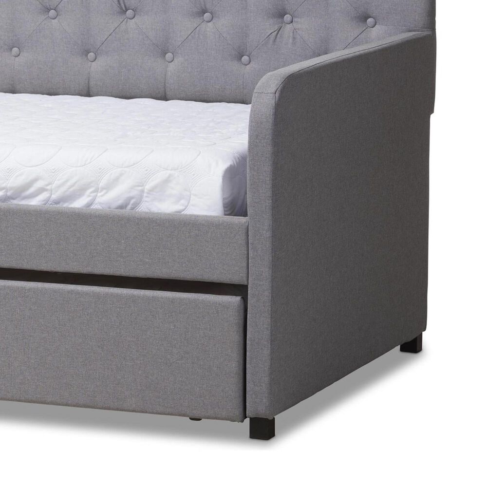 Baxton Studio Camelia Twin Sofa Daybed with RollOut Trundle Guest Bed
