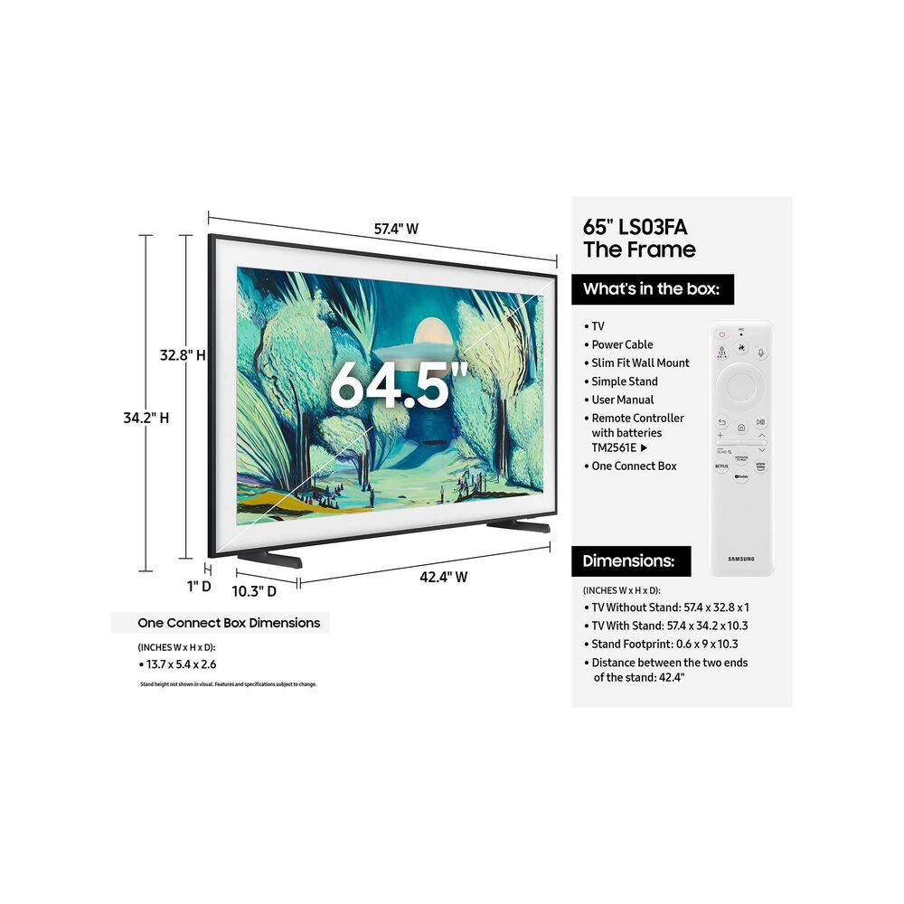 Samsung 65&quot; Class LS03F The Frame QLED 4K in Black - Smart TV, , large