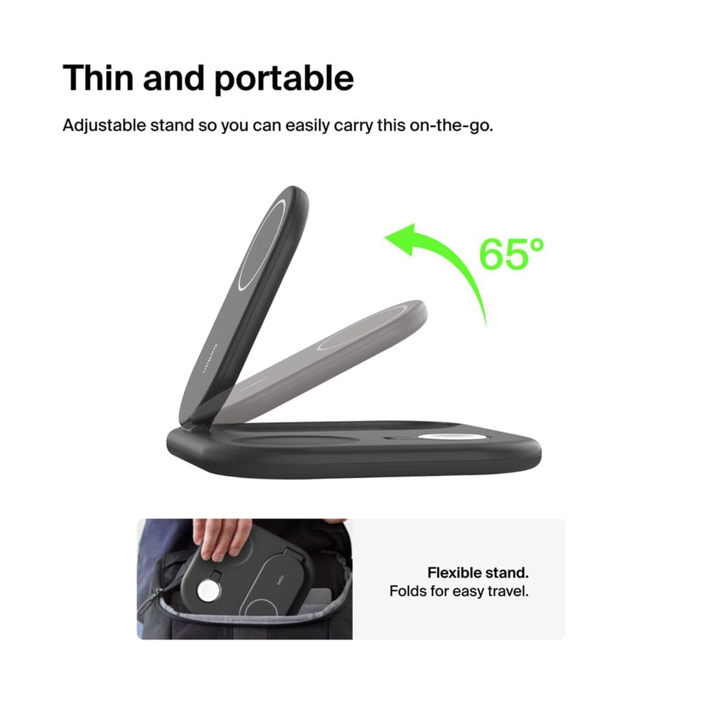 Belkin BoostCharge 3-in-1 Magnetic Foldable Wireless Charger in Black, , large