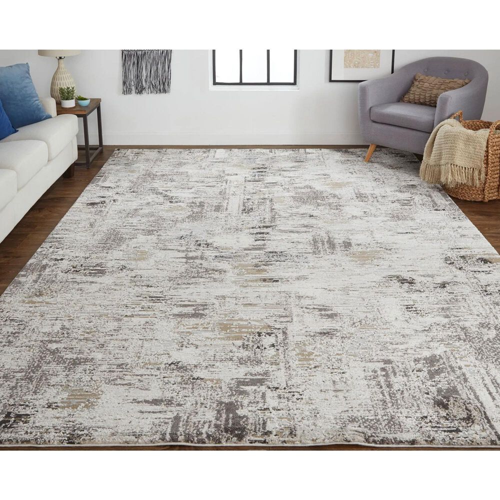 Feizy Vancouver 4&#39; x 6&#39; Ivory and Charcoal Area Rug, , large