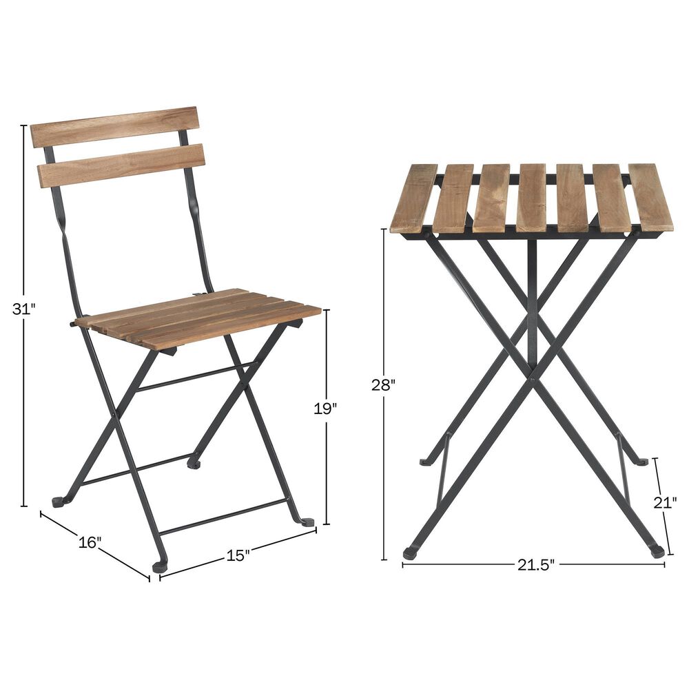 Timberlake 3-Piece Patio Folding Bistro Set in Brown and Black, , large
