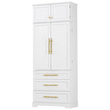 HOMLUX HOMLUX 78.2" Tall Farmhouse Kitchen Pantry Cabinet with 8 Door Shelves, Storage Cabinet with 3 Adjustable Shelves, 3 Large Drawers, Versatile Cupboard for Kitchen, Dining & Bathroom, Retro White, , large