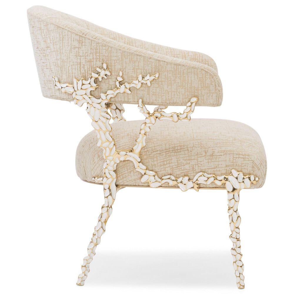 Schnadig Caracole Upholstery Accent Chair in Gold Brush and White Enamel, , large