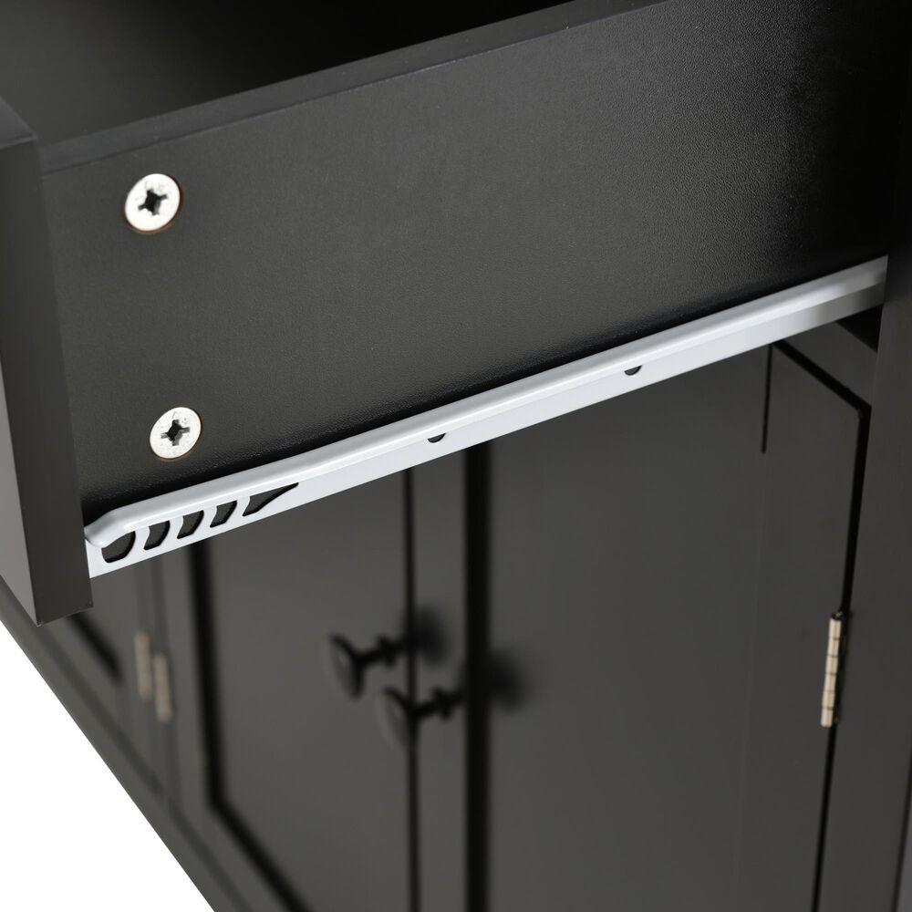 HOMLUX 54" Kitchen Island Cart with Solid Wood Top and Locking Wheels in Black, , large