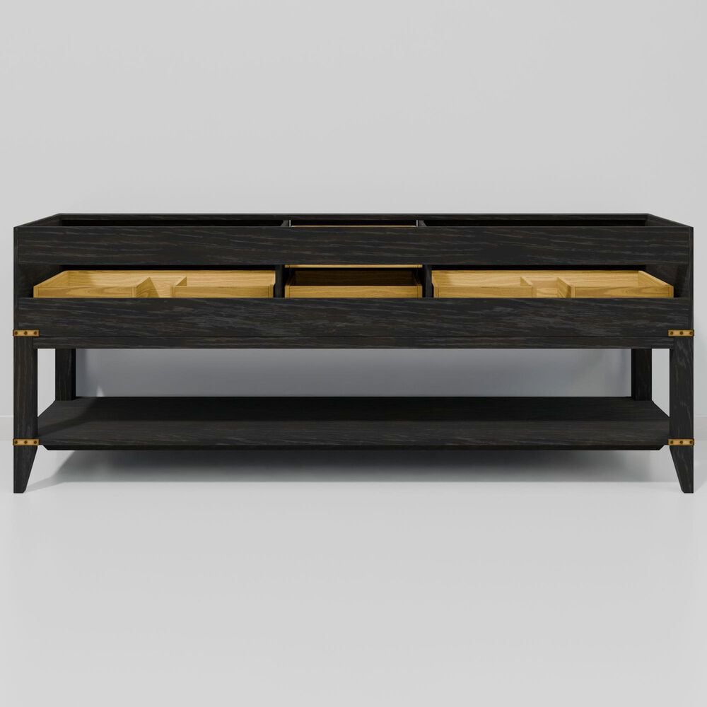 Lexora Home Norwalk 84" Double Bathroom Vanity in Black Oak with White Carrara Marble Top and Rectangular Sinks, , large