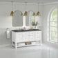 James Martin Vanities Breckenridge 60" Double Bathroom Vanity in Bright White with 3 cm Parisien Bleu Quartz Top and Rectangular Sinks, , large