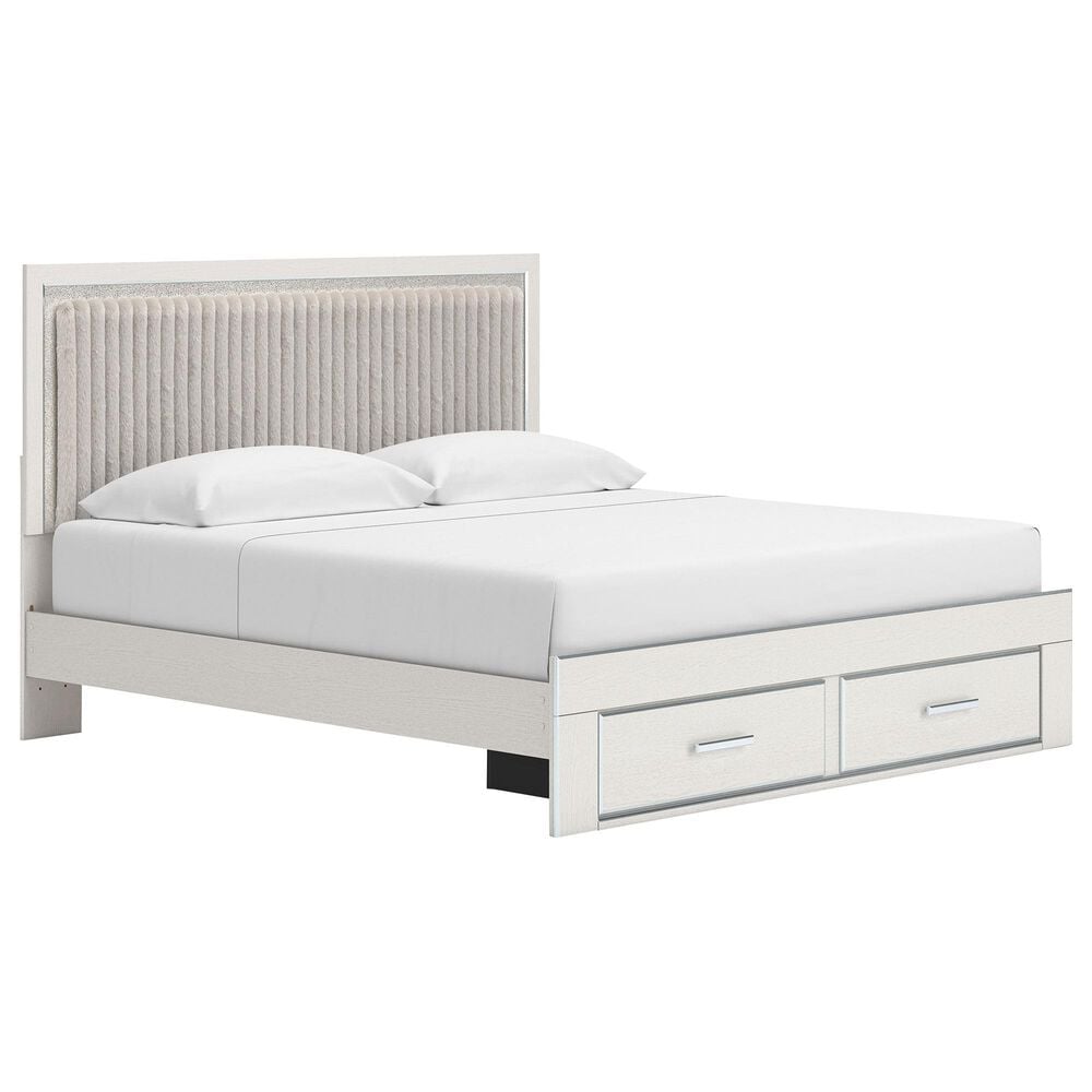 Ashley Zuraleus 5-Piece King Upholstered Storage Bedroom Set in Matte White, , large