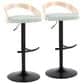 LumiSource Grotto Swivel Barstool with Light Green Fabric Upholstery in Black and Natural (Set of 2), , large