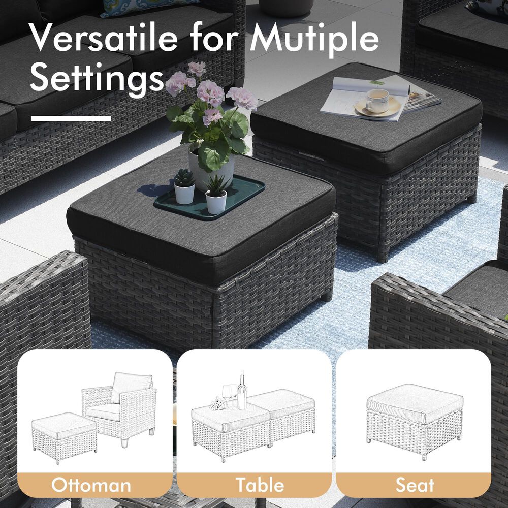 HOMLUX 6-Piece Patio Conversation Set in Black, , large