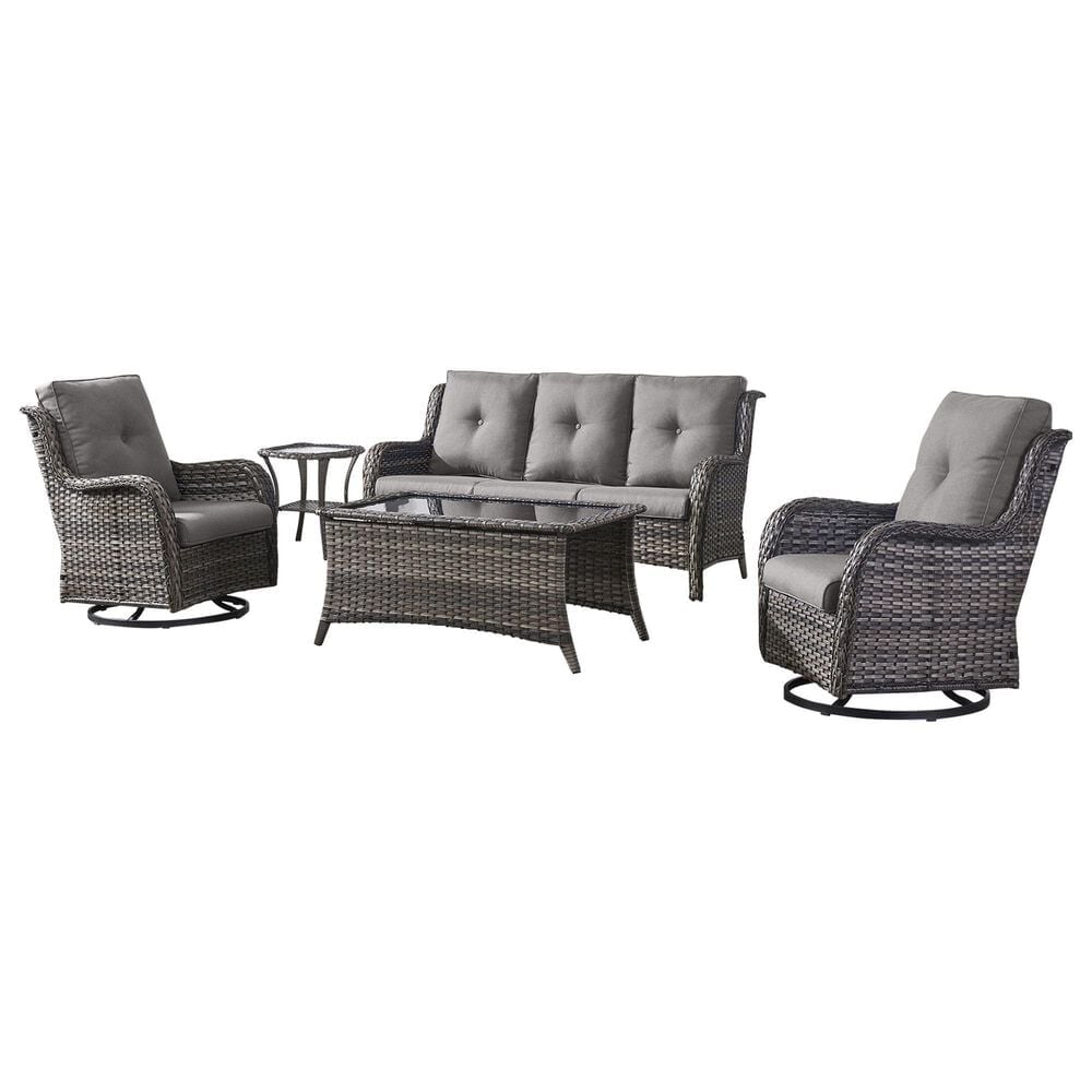 Sunwell Garden 5-Piece Patio Conversation Set in Gray, , large