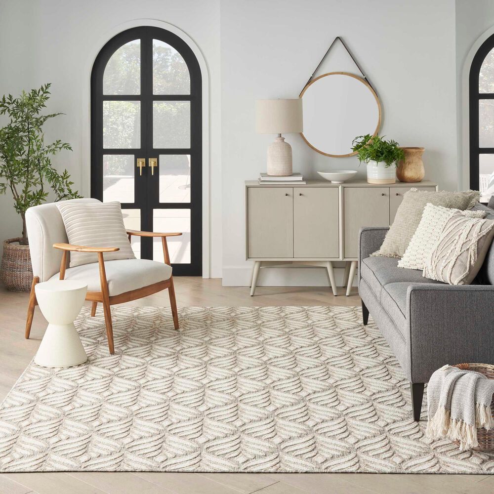 Nourison Aloha Floral 3&#39;6&quot; x 5&#39;6&quot; Ivory and Grey Indoor/Outdoor Area Rug, , large
