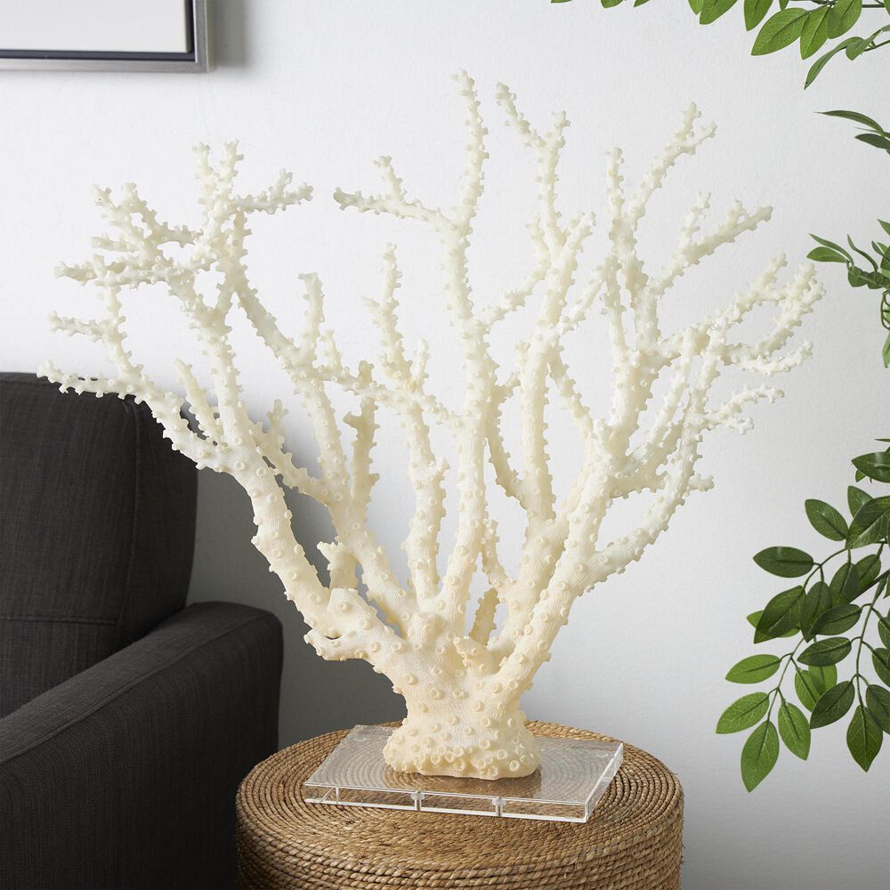 Maple and Jade 21.10&quot; Coral Decorative Sculpture in Cream and Clear, , large