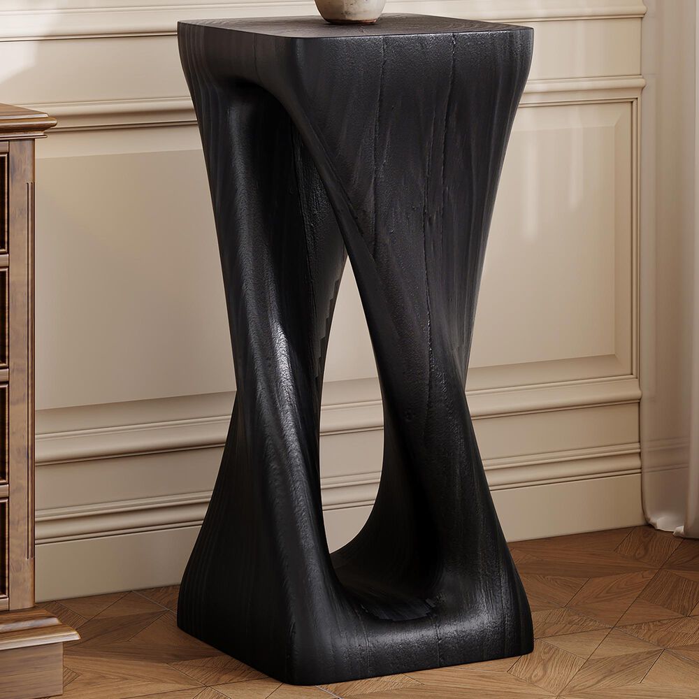 Hearth and Haven Outdoor End Table with Twist Design in Black, , large