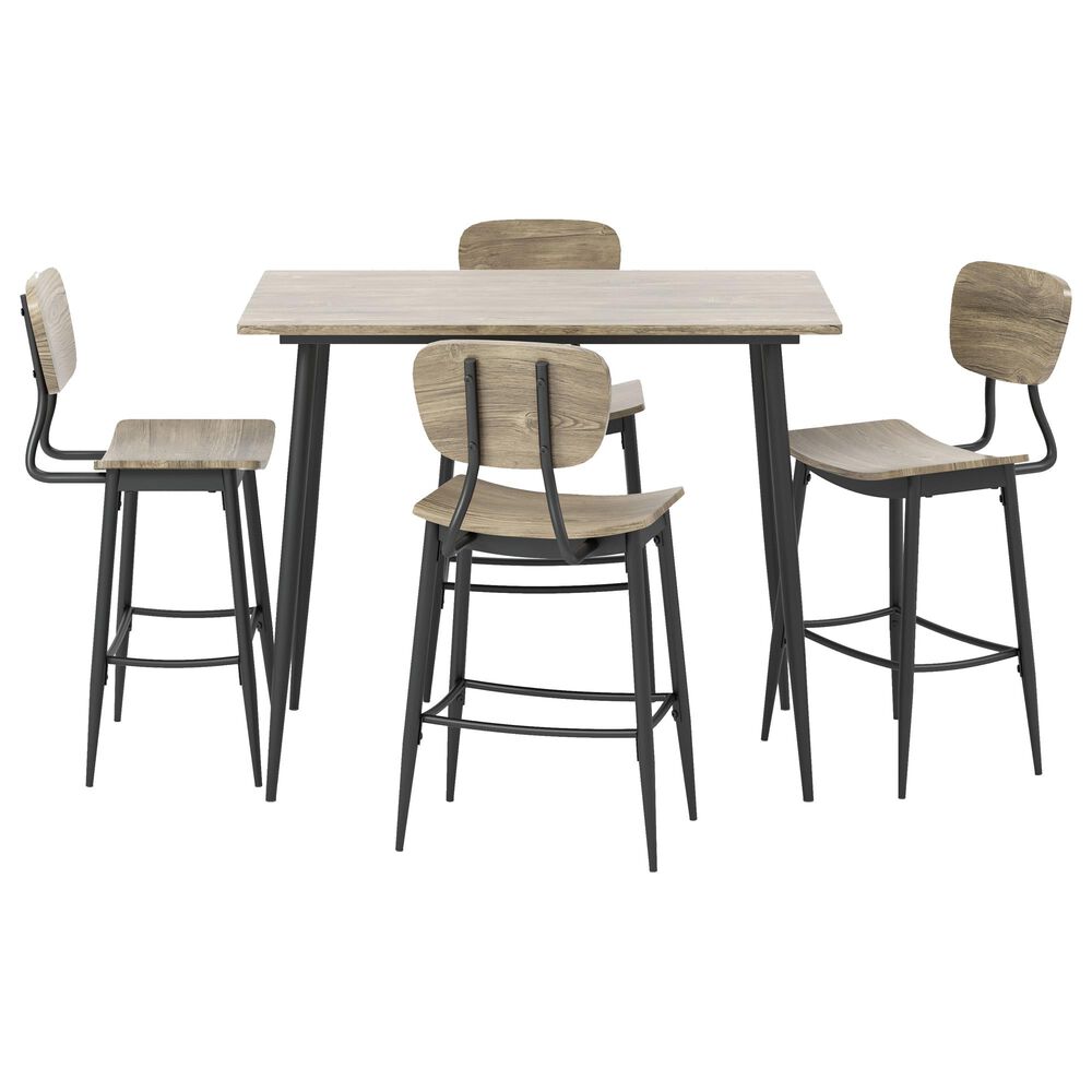 Furniture of America Summers 5-Piece Counter Height Table Set in Gray, , large