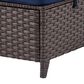 Sunwell Garden 13.8" Ottoman with Navy Cushion in Brown (Set of 2), , large
