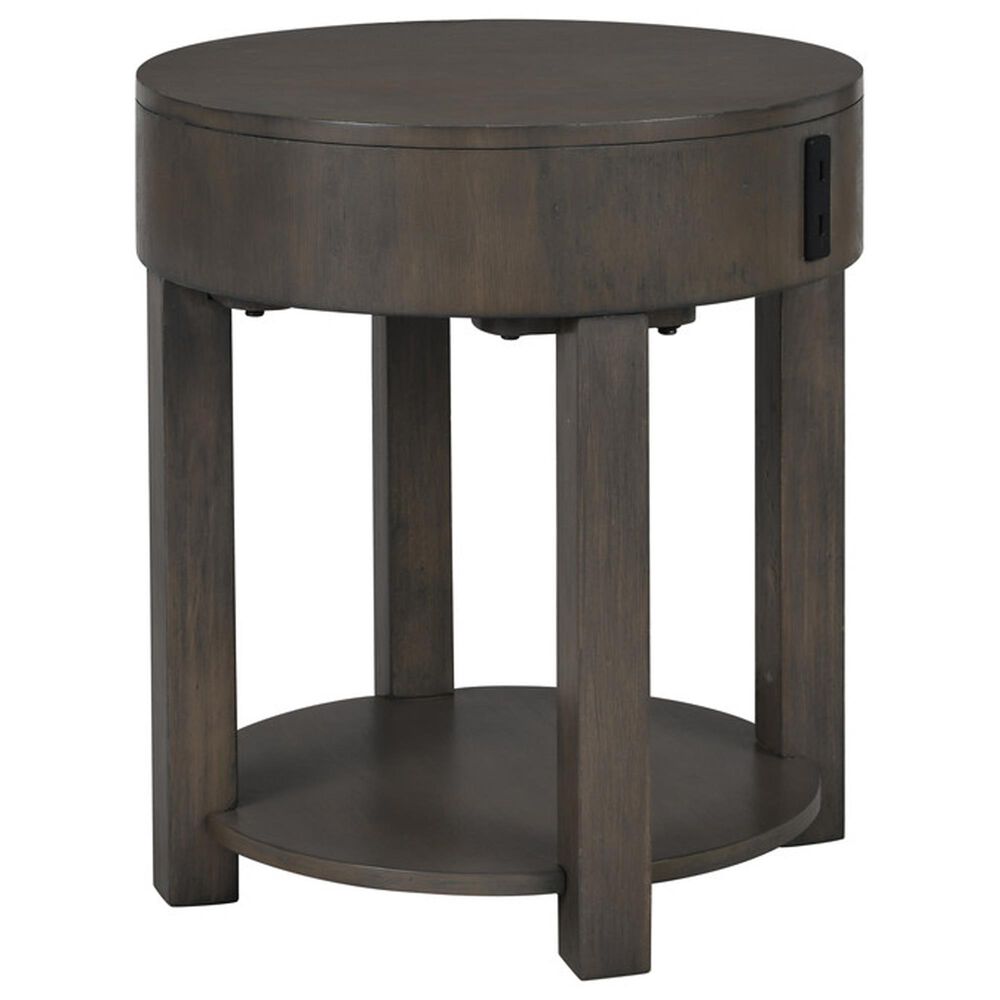 HOMLUX 20" End Table with USB Ports in Light Brown, , large
