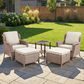 Sunwell Garden 5-Piece Patio Chat Set with Square Table in Beige, , large
