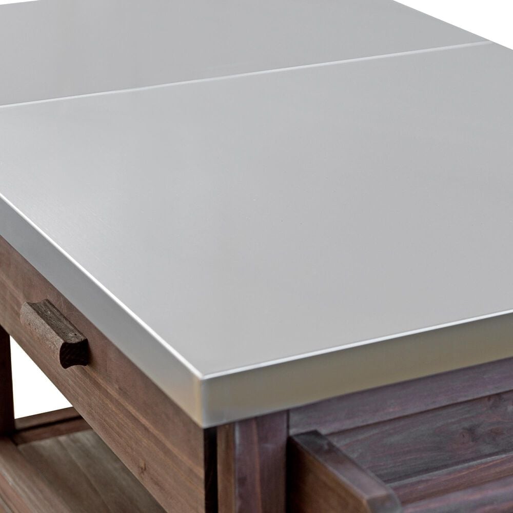 HOMLUX 40.5" Outdoor Kitchen Island with One Drawer in Brown and Stainless Steel, , large
