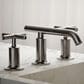 Kohler Purist Widespread Bathroom Sink Faucet with Cross Handles and Low Gooseneck Spout in Vibrant Titanium, , large