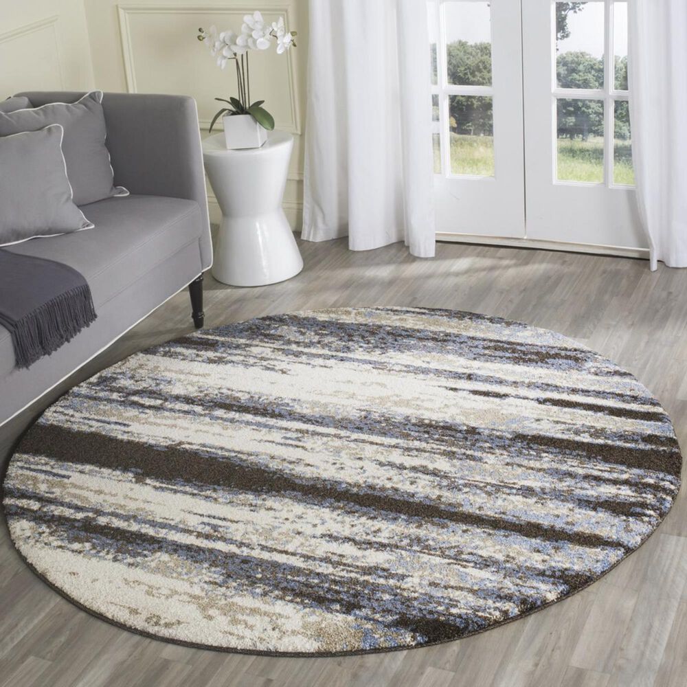 Safavieh Retro RET2138-1165 4&#39; Round Cream and Blue Area Rug, , large