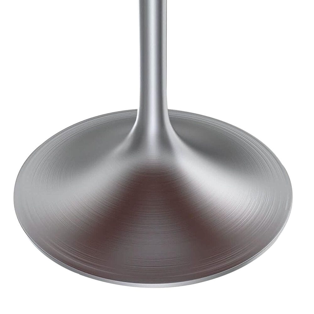 Leisuremod LeisureMod Verve Collection 48 Round Dining Table, Brushed Chrome Base with Sintered Stone Black Top, , large