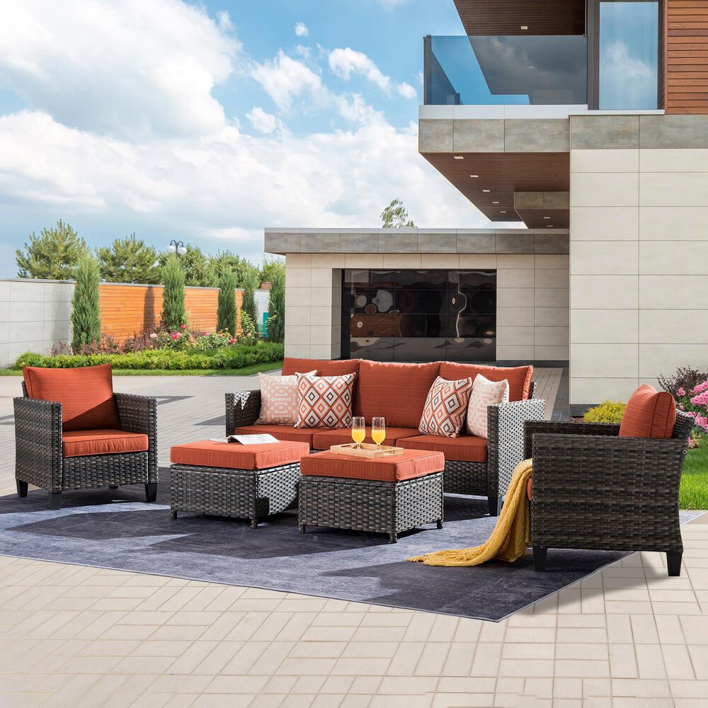 HOMLUX 5-Piece Outdoor Patio Furniture Set in Orange, , large