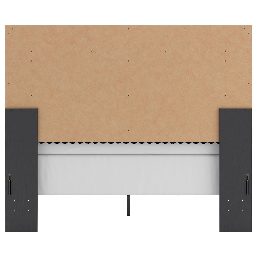 Ashley Zuraleus Queen Upholstered Panel Bed with Two Nightstands in Matte Black, , large