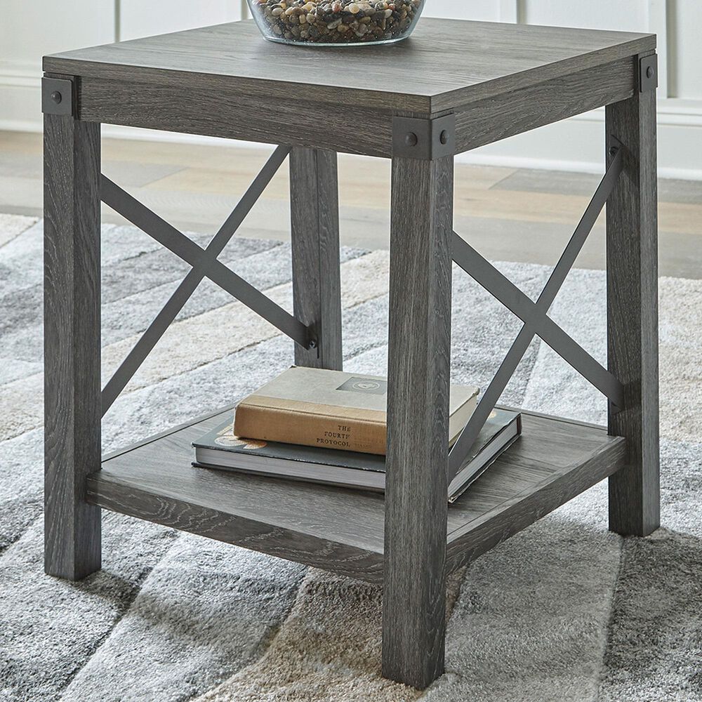 Ashley Freedan Square End Table in Grayish Brown, , large
