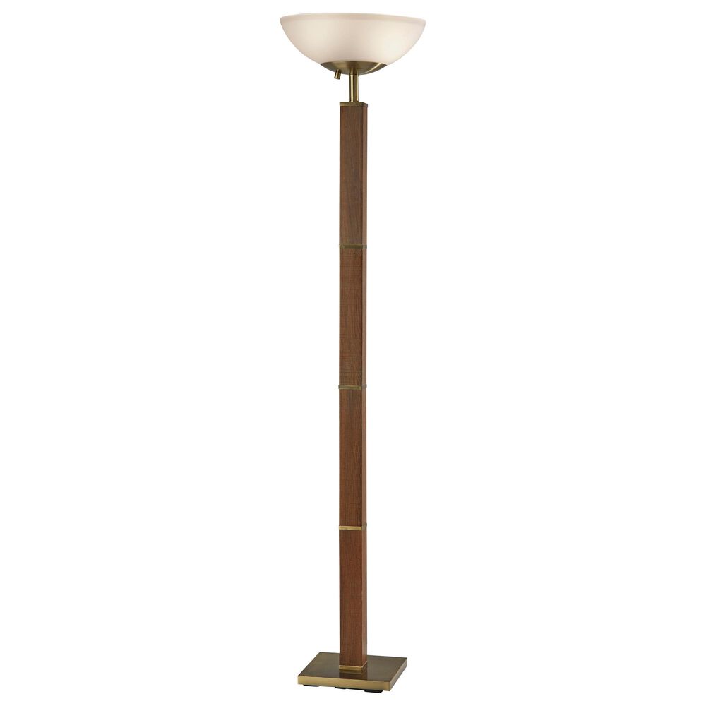 Adesso Kona Torchiere in Walnut and Antique Brass, , large