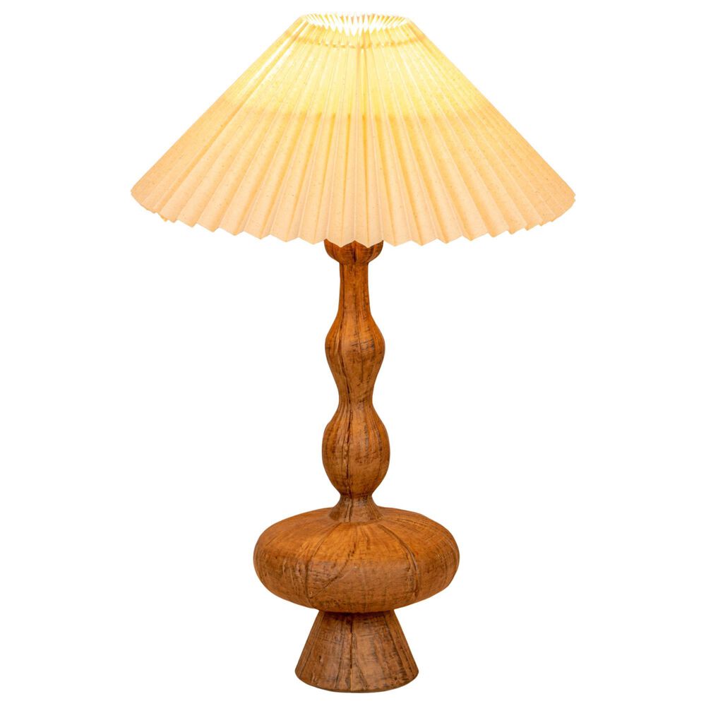 Creative Coop Andi Resin Table Lamp with Pleated Shade in Brown, , large