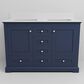 Lexora Home Dukes 48" Double Bathroom Vanity in Navy Blue with 2 cm White Cultured Marble Top and Rectangular Sinks, , large