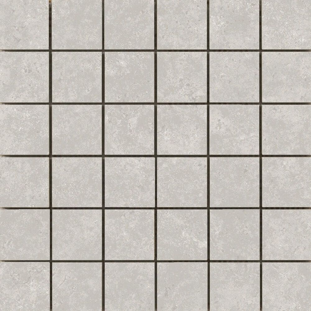 Emser Tesola Silver 2" x 2" Square on 12" x 12" Ceramic Mosaic Sheet, , large