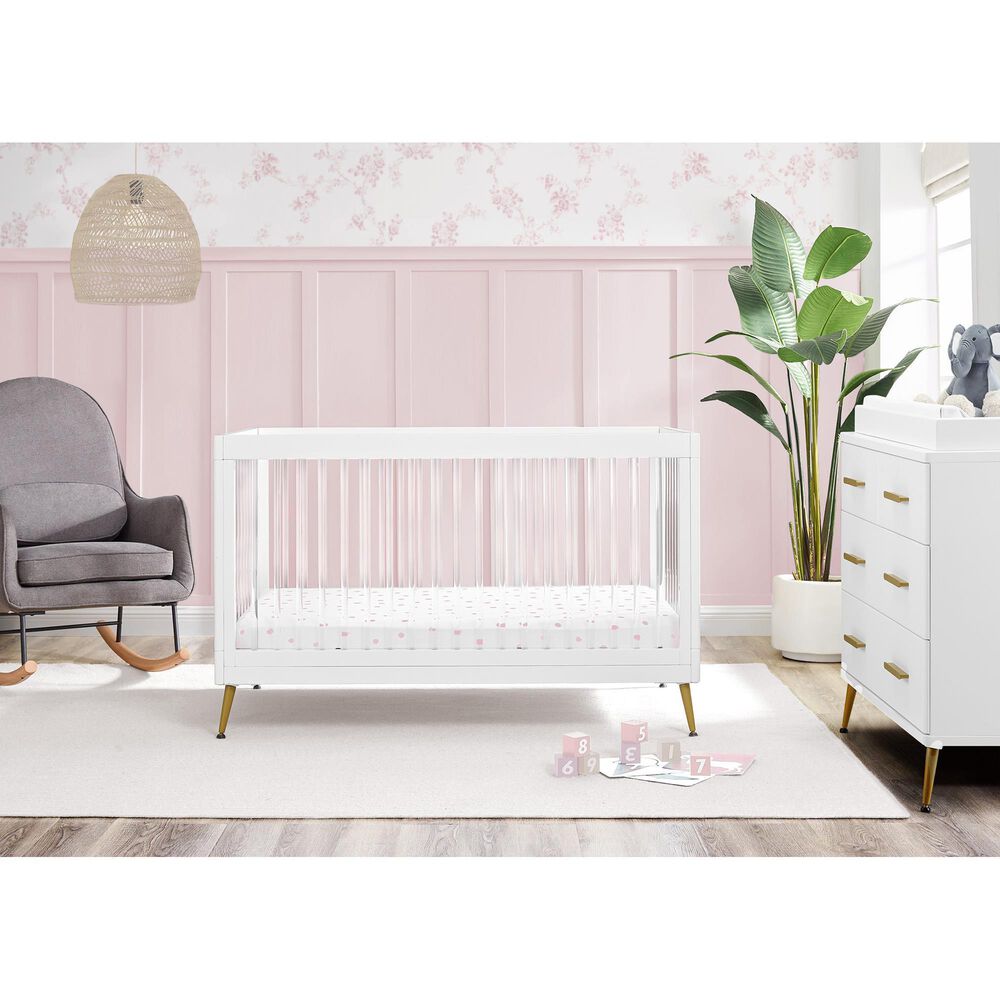 Delta Sloane 4-In-1 Acrylic Convertible Crib in Bianca White and Melted Bronze, , large